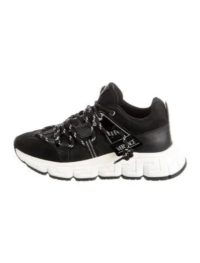 Pre-owned Versace Mesh Graphic Print Chunky Sneakers In Black
