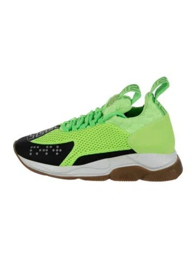 Pre-owned Versace Mesh Graphic Print Chunky Sneakers W/ Tags In Green