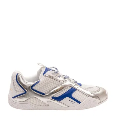 Versace Laminated Leather Sneakers In White