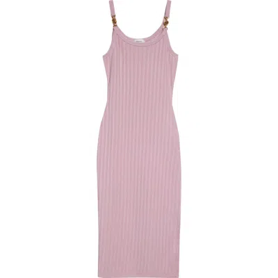 Versace Mesh Rib Midi Sweater Dress In Pink
