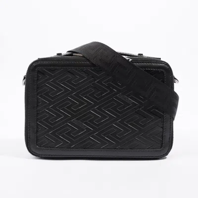 Versace Messenger Bag Leather In Black