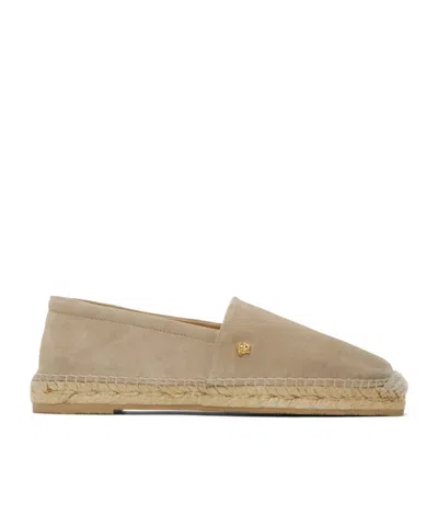 Versace Medusa-plaque Suede Espadrilles In Neutrals