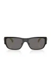 Versace Logo-plaque Rectangle-frame Sunglasses In Black