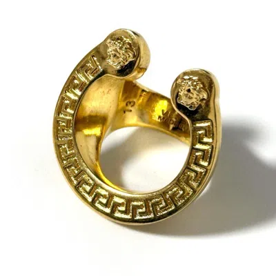 Pre-owned Versace Metal Band Ring () In Gold