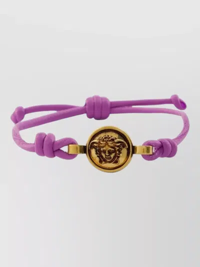 Versace Metal Bracelet Adjustable Strap Knotted Design In Purple