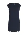 Versace Metal Detail Shift Dress In Navy Blue Polyester In Blue