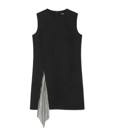 Versace Women's Metal Mesh Insert Shift Mini Dress In Black