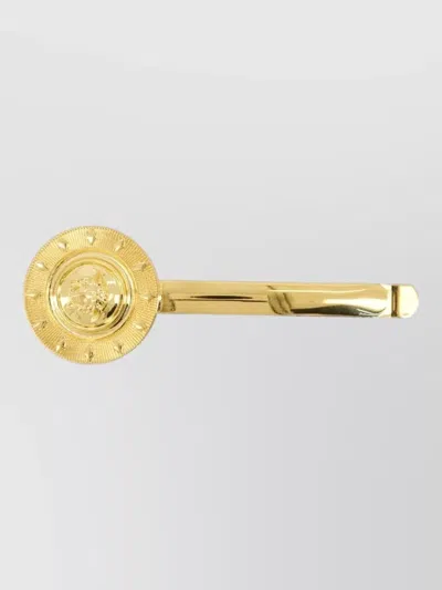 Versace Metal Hair Clips Round Design In Gold