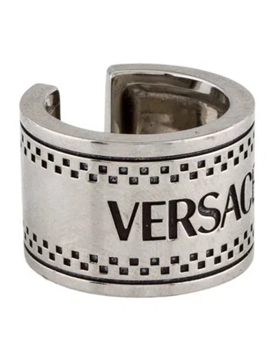 Pre-owned Versace Metal Logo Ring In Multi