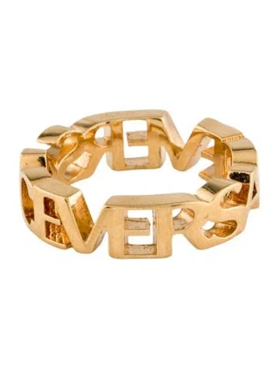 Pre-owned Versace Metal Logo Ring In Multi