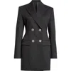 Versace Metal Mesh Long Sleeve Stretch Wool Blazer Dress In Black
