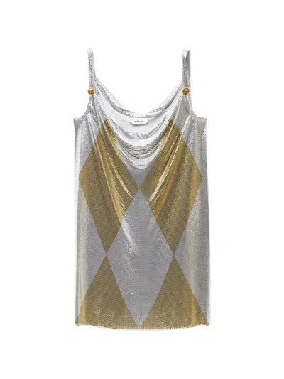 Versace Metal Mesh Mini Dress In Silver