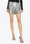 Versace Metal Mesh Mini Shorts In Gray