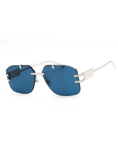 Versace Metal Rectangular Men's Sunglasses In Black