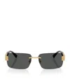 Versace Metal Rectangular Sunglasses In Gold