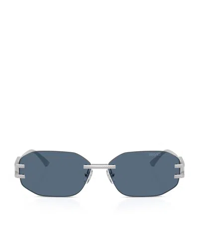 Versace Metal Rimless Sunglasses In Multi