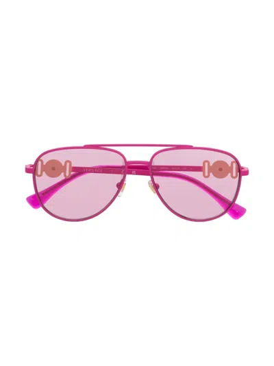 Versace Kids' Metal Round Frame Sunglasses In Pink