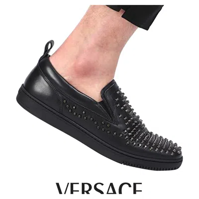 Versace Metal Stud Slip-on In Black