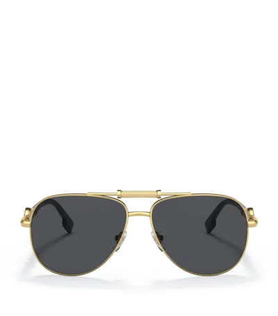 Versace Metal Ve2236 Pilot Sunglasses In Gold
