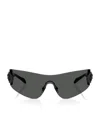 Versace Eclipse 142mm Rimless Wrap Shield Sunglasses In Gray