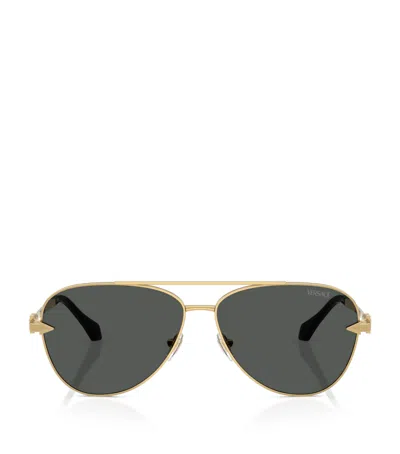 Versace Metal Ve2283 Aviator Sunglasses In Gold