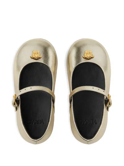 Versace Kids' Metallic Ballerinas In Gold