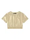 Versace Metallic Cropped Top In Neutral