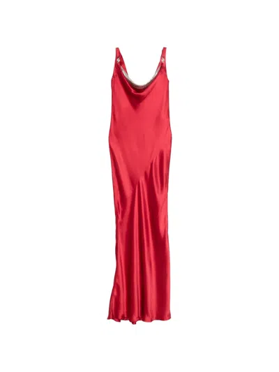 Pre-owned Versace Metallic-detail Gown In Red