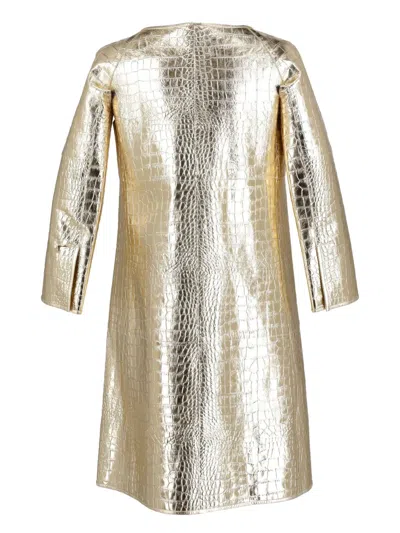 Pre-owned Versace Metallic-effect Leather Overcoat