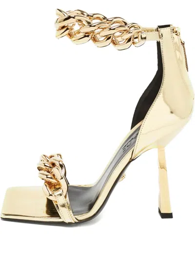 Pre-owned Versace Metallic Heeled Sandals