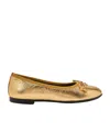 Versace Girls Gold Medusa Leather Ballerinas In Nude