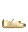 Versace Metallic Leather Ballet Flats In Gold