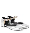 Versace Metallic Leather Ballet Flats In Silver