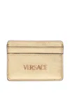 Versace Metallic Logo-embossed Cardholder In Brown