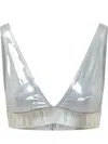 Versace Metallic Triangle Bikini Top In Silver