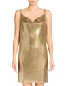 Versace Sleeveless Cowl-neck Metal Mesh Mini Dress