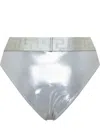 Versace Metallic Mini Slip Bikini In Silver