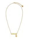 Versace Metallic Necklace With Logo Lettering Pendant And Medusa Pendant In Metal Man