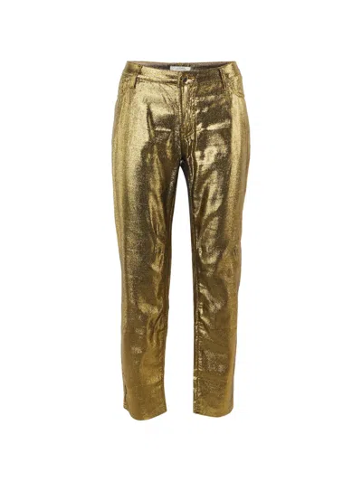 Pre-owned Versace Metallic Slim-fit Jeans In Gold