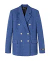 Versace Double-breasted Tweed Boucl In Blue