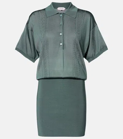Versace Metallic-effect Minidress In Green