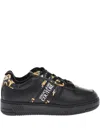 Versace Jeans Couture Leather Meyssa Low-top Sneakers With Baroque M In Black