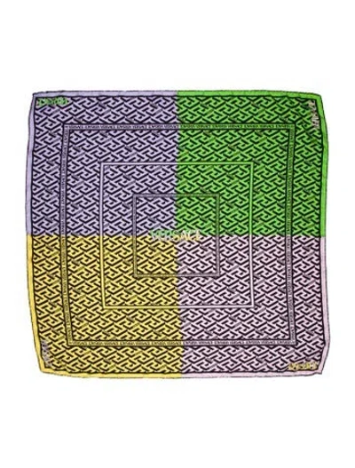 Pre-owned Versace Miami Leopard Printed Scarf In Yellow