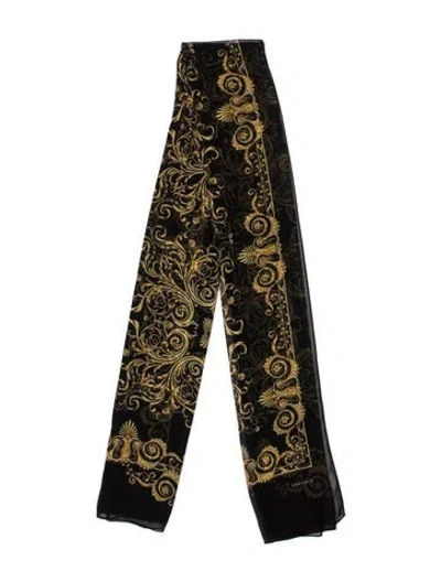 Pre-owned Versace Miami Leopard Silk Scarf In Black