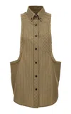 Versace Micro-check Cotton Poplin Top In Brown