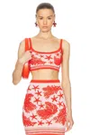 Versace Tresor De La Mer Towel-stitch Jacquard Knit Crop Top In Dusty Rose