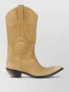Versace Mid Calf Boots Embossed Detail Pull Tabs In Brown