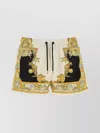 Versace Mid-length Swim Shorts With Decorative Print And Elastic Waistband In Multi