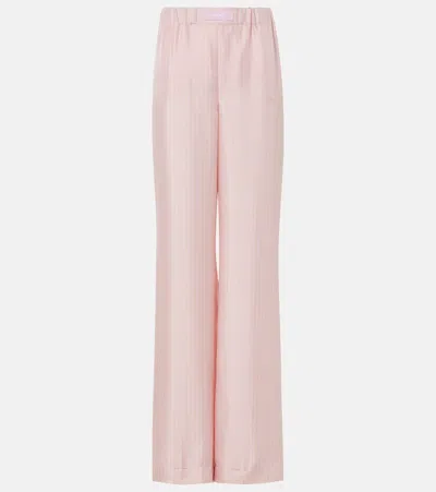 Versace Mid-rise Pinstripe Straight Pants In Pink