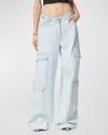 Versace Light Blue Cotton Cargo Jeans In Light Blue Ice